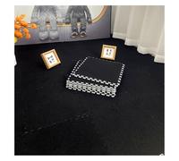 DSJBGSS Playmat 10pcs Puzzle Carpet Squares, Interlocking Carpet Tiles Linen Fabric Top, Foam Floor Tiles, Puzzle Play Mats for Floor, 12x12inch(Black)