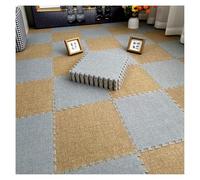 DSJBGSS Playmat 10pcs Puzzle Carpet Squares, Interlocking Carpet Tiles Linen Fabric Top, Foam Floor Tiles, Puzzle Play Mats for Floor, 12x12inch(Light Gray+Light Coffee)