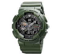 DSJMUY Men’s Digital Sport Watch,Military Watches with 50m Waterproof Stopwatch Army Alarm Chime Hourly Count Down Calendar Date Dual Time and Simple Luminous 12/24 for Men-Black