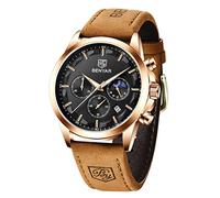 DSJMUY Men's Automatic Mechanical Watch,Waterproof Chronograph Luminous Classic Watch Business Casual Fashionleather Strap Big Dial Date Analog and Scratch Resistant Fashion Gift