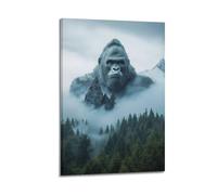 DSJXJZ Animal Giant Gorilla In Misty Forest Decorative Painting Canvas Wall Posters And Modern Family Bedroom Decor 20x30inch(50x75cm)