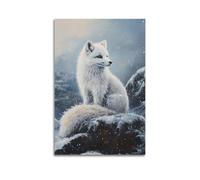 DSJXJZ Arctic Fox in Snowy Landscape Artwork Decorative Painting Canvas Wall Posters And Modern Family Bedroom Decor 16x24inch(40x60cm)