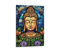 DSJXJZ Buddhism Stained Glass Style Buddha Decorative Painting Canvas Wall Posters And Modern Family Bedroom Decor 08x12inch(20x30cm)