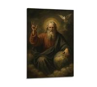 DSJXJZ Christian Poster God The Father And Dove Oil Painting Decorative Painting Canvas Wall Posters And Modern Family Bedroom Decor 08x12inch(20x30cm)