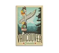 DSJXJZ City Travel Canada Vancouver Retro Totem Pole Decorative Painting Canvas Wall Posters And Modern Family Bedroom Decor 08x12inch(20x30cm)
