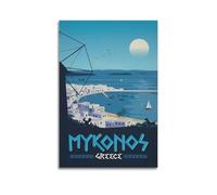 DSJXJZ City Travel Greece Mykonos Decorative Painting Canvas Wall Posters And Modern Family Bedroom Decor 24x36inch(60x90cm)