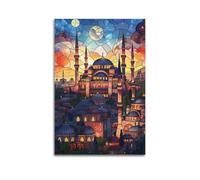 DSJXJZ City Travel Stained Glass Style Istanbul Architecture Decorative Painting Canvas Wall Posters And Modern Family Bedroom Decor 16x24inch(40x60cm)