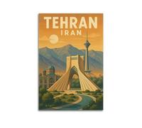 DSJXJZ City Travel Tehran Architecture Mountains Retro Decorative Painting Canvas Wall Posters And Modern Family Bedroom Decor 24x36inch(60x90cm)