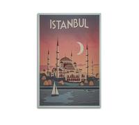 DSJXJZ City Travel Vintage Style Istanbul Mosque Decorative Painting Canvas Wall Posters And Modern Family Bedroom Decor 12x18inch(30x45cm)