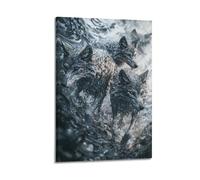 DSJXJZ Dynamic Pack of Wolves with Intense Blue Eyes Decorative Painting Canvas Wall Posters And Modern Family Bedroom Decor 08x12inch(20x30cm)