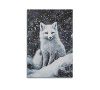 DSJXJZ Gorgeous Arctic Fox in Snowy Environment Decorative Painting Canvas Wall Posters And Modern Family Bedroom Decor 20x30inch(50x75cm)