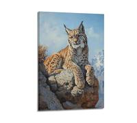 DSJXJZ Gorgeous Lynx on Rocky Peak with Mountain View Decorative Painting Canvas Wall Posters And Modern Family Bedroom Decor 16x24inch(40x60cm)
