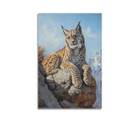 DSJXJZ Gorgeous Lynx on Rocky Peak with Mountain View Decorative Painting Canvas Wall Posters And Modern Family Bedroom Decor 12x18inch(30x45cm)