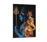 DSJXJZ Hinduism Art Style Shiva And Statue Decorative Painting Canvas Wall Posters And Modern Family Bedroom Decor 24x36inch(60x90cm)
