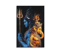 DSJXJZ Hinduism Art Style Shiva And Statue Decorative Painting Canvas Wall Posters And Modern Family Bedroom Decor 12x18inch(30x45cm)