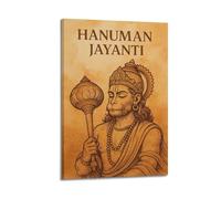 DSJXJZ Hinduism Hand Drawn Style Hanuman Jayanti Statue Decorative Painting Canvas Wall Posters And Modern Family Bedroom Decor 08x12inch(20x30cm)