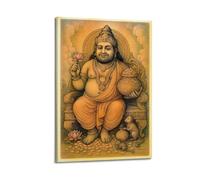 DSJXJZ Hinduism Line Drawing Style Deity With Lotus And Treasure Decorative Painting Canvas Wall Posters And Modern Family Bedroom Decor 16x24inch(40x60cm)