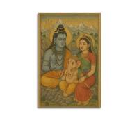 DSJXJZ Hinduism Myth Style Shiva Parvati Statue Decorative Painting Canvas Wall Posters And Modern Family Bedroom Decor 12x18inch(30x45cm)