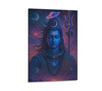DSJXJZ Hinduism Sci Fi Style Cosmic Deity Shiva Statue Decorative Painting Canvas Wall Posters And Modern Family Bedroom Decor 16x24inch(40x60cm)