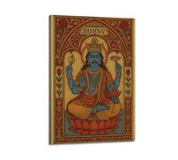 DSJXJZ Hinduism Vintage Style Vishnu Deity Statue Decorative Painting Canvas Wall Posters And Modern Family Bedroom Decor 16x24inch(40x60cm)
