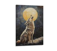 DSJXJZ Howling Wolf Under Full Moon, Dramatic And Captivating Artwork Decorative Painting Canvas Wall Posters And Modern Family Bedroom Decor 24x36inch(60x90cm)