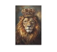 DSJXJZ Majestic Lion Wearing A Golden Crown Decorative Painting Canvas Wall Posters And Modern Family Bedroom Decor 16x24inch(40x60cm)
