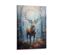 DSJXJZ Majestic Stag in Enchanted Forest, Artistic Visual Delight Decorative Painting Canvas Wall Posters And Modern Family Bedroom Decor 12x18inch(30x45cm)