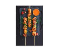 DSJXJZ Middle Eastern Grilled Chicken Skewers with Red Sauce Real Shot Decorative Painting Canvas Wall Posters And Modern Family Bedroom Decor 08x12inch(20x30cm)