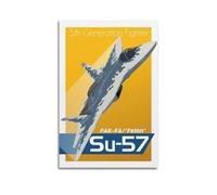 DSJXJZ Military Su-57 Fighter Jet Aircraft Poster Decorative Painting Canvas Wall Posters And Modern Family Bedroom Decor 20x30inch(50x75cm)