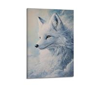 DSJXJZ Realistic Arctic Fox with Striking Golden Eyes Decorative Painting Canvas Wall Posters And Modern Family Bedroom Decor 24x36inch(60x90cm)