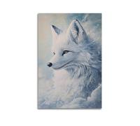 DSJXJZ Realistic Arctic Fox with Striking Golden Eyes Decorative Painting Canvas Wall Posters And Modern Family Bedroom Decor 16x24inch(40x60cm)