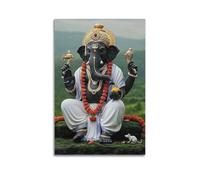 DSJXJZ Religion Hinduism Ganesha in The Rain Decorative Painting Canvas Wall Posters And Modern Family Bedroom Decor 24x36inch(60x90cm)