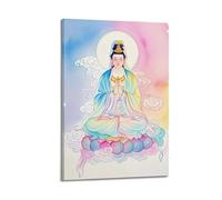 DSJXJZ Religious Artistic Buddhism Guanyin Bodhisattva Decorative Painting Canvas Wall Posters And Modern Family Bedroom Decor 12x18inch(30x45cm)
