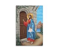DSJXJZ Religious Christianity Door Knocking Icon Decorative Painting Canvas Wall Posters And Modern Family Bedroom Decor 16x24inch(40x60cm)
