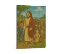 DSJXJZ Religious Christianity Jesus With People Cartoon Decorative Painting Canvas Wall Posters And Modern Family Bedroom Decor 08x12inch(20x30cm)