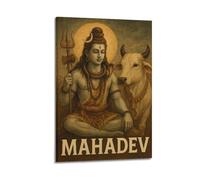DSJXJZ Religious Hinduism Shiva Holy Cow Oil Painting Decorative Painting Canvas Wall Posters And Modern Family Bedroom Decor 24x36inch(60x90cm)