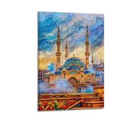 DSJXJZ Religious Islamic Stained - Glass - Style Mosque Decorative Painting Canvas Wall Posters And Modern Family Bedroom Decor 16x24inch(40x60cm)