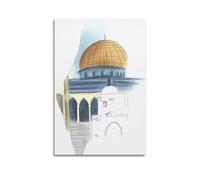 DSJXJZ Religious Islamic Watercolor Sketch - Style Dome Building Decorative Painting Canvas Wall Posters And Modern Family Bedroom Decor 20x30inch(50x75cm)