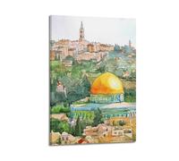 DSJXJZ Religious Islamic Watercolor - Style City And Golden - Dome Building Decorative Painting Canvas Wall Posters And Modern Family Bedroom Decor 16x24inch(40x60cm)