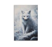 DSJXJZ Stunning Arctic Fox with Mesmerizing Orange Eyes in Wintry Scene Decorative Painting Canvas Wall Posters And Modern Family Bedroom Decor 08x12inch(20x30cm)