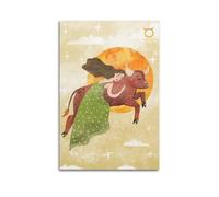 DSJXJZ Taurus Character Bull Star And Moon Creation Decorative Painting Canvas Wall Posters And Modern Family Bedroom Decor 08x12inch(20x30cm)