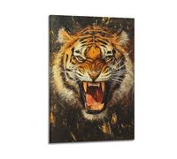 DSJXJZ Vivid And Fierce Roaring Tiger Artwork for A Bold Statement Decorative Painting Canvas Wall Posters And Modern Family Bedroom Decor 16x24inch(40x60cm)