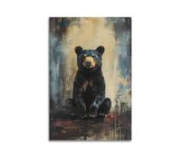 DSJXJZ Vivid And Textured Black Bear Artwork for Interior Enhancement Decorative Painting Canvas Wall Posters And Modern Family Bedroom Decor 16x24inch(40x60cm)