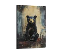 DSJXJZ Vivid And Textured Black Bear Artwork for Interior Enhancement Decorative Painting Canvas Wall Posters And Modern Family Bedroom Decor 20x30inch(50x75cm)