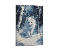DSJXJZ Vivid Arctic Fox in Snowy Forest Decorative Painting Canvas Wall Posters And Modern Family Bedroom Decor 24x36inch(60x90cm)