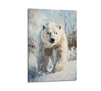 DSJXJZ Vivid Arctic Polar Bear in Snowy Wilderness Artwork Decorative Painting Canvas Wall Posters And Modern Family Bedroom Decor 08x12inch(20x30cm)