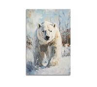 DSJXJZ Vivid Arctic Polar Bear in Snowy Wilderness Artwork Decorative Painting Canvas Wall Posters And Modern Family Bedroom Decor 12x18inch(30x45cm)