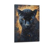 DSJXJZ Vivid Black Panther with Striking Golden Eyes And Dynamic Paint Splatter Effect Decorative Painting Canvas Wall Posters And Modern Family Bedroom Decor 20x30inch(50x75cm)