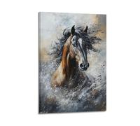 DSJXJZ Vivid Portrait of A Majestic Galloping Horse with Dynamic Brush Strokes Decorative Painting Canvas Wall Posters And Modern Family Bedroom Decor 08x12inch(20x30cm)