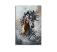 DSJXJZ Vivid Portrait of A Majestic Galloping Horse with Dynamic Brush Strokes Decorative Painting Canvas Wall Posters And Modern Family Bedroom Decor 20x30inch(50x75cm)